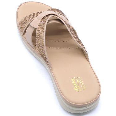 Comfit Embellished Beige Slides