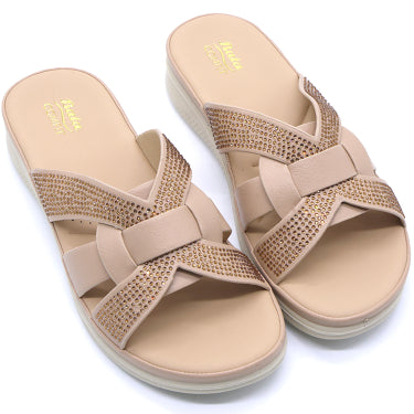 Comfit Embellished Beige Slides