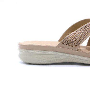 Comfit Embellished Beige Slides