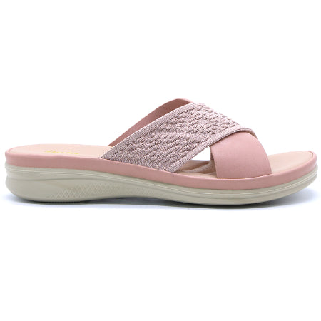 Comfit Knit Strapped Pink Slides