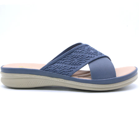 Comfit Knit Strapped Blue Slides