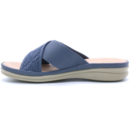 Comfit Knit Strapped Blue Slides