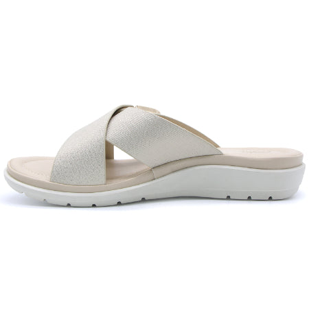 Comfit Gold Textured Buckled Slides