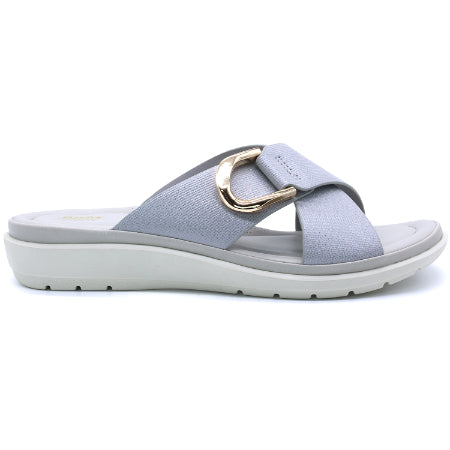 Comfit Blue Textured Buckled Slides