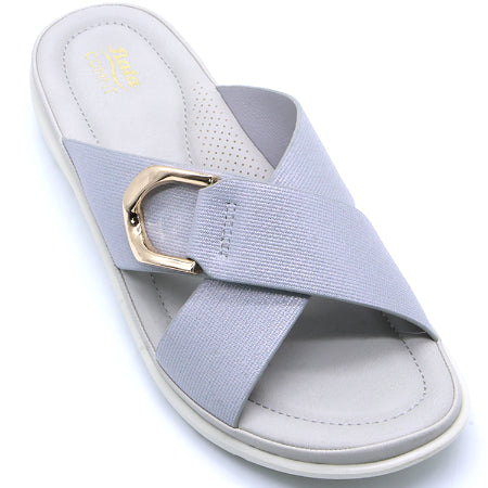 Comfit Blue Textured Buckled Slides