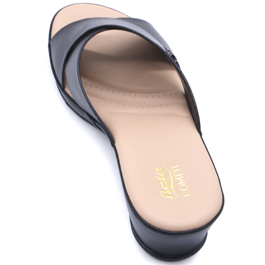 Comfit Black Wedge Crossover Slides