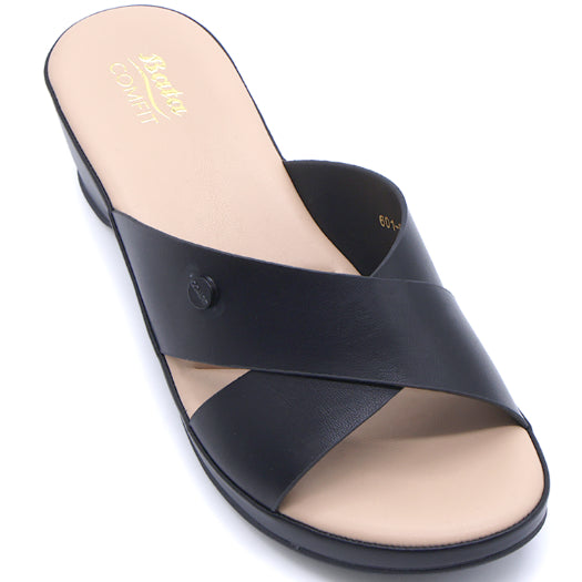 Comfit Black Wedge Crossover Slides