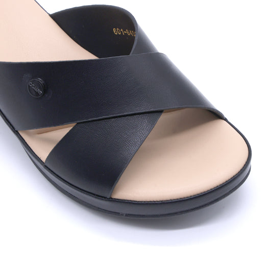 Comfit Black Wedge Crossover Slides