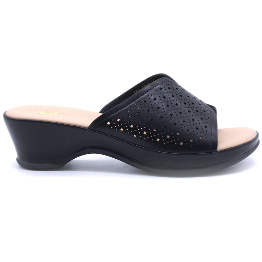 Comfit Black Wedge Lasered Slides