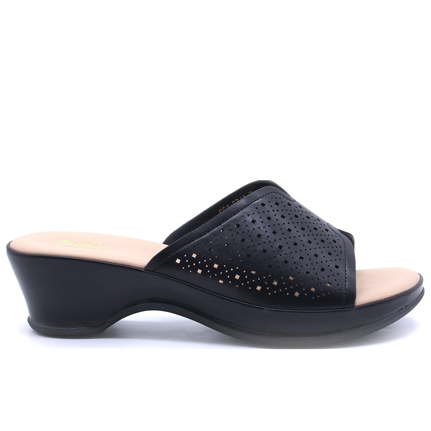 Comfit Black Wedge Lasered Slides