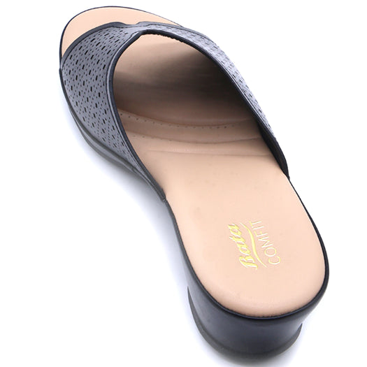 Comfit Black Wedge Lasered Slides