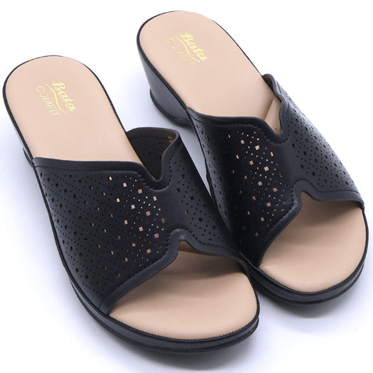 Comfit Black Wedge Lasered Slides