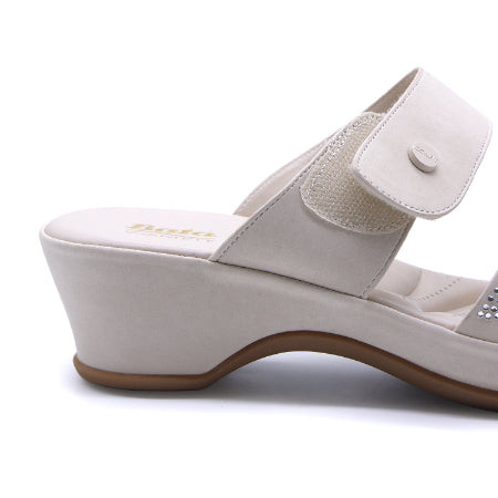 Comfit Beige Wedge Embellished Slides