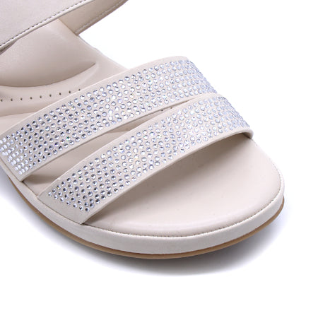 Comfit Beige Wedge Embellished Slides