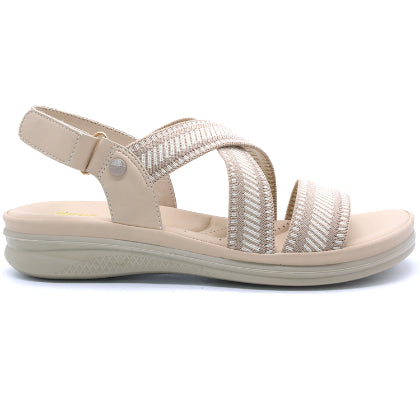 Comfit Beige Woven Crossover Sandals