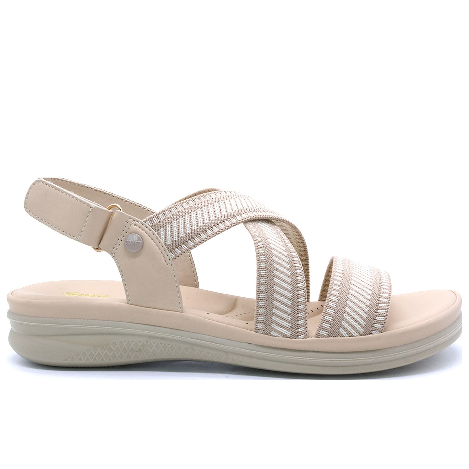 Comfit Beige Woven Crossover Sandals