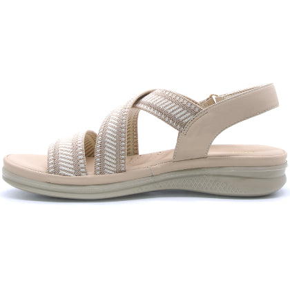 Comfit Beige Woven Crossover Sandals