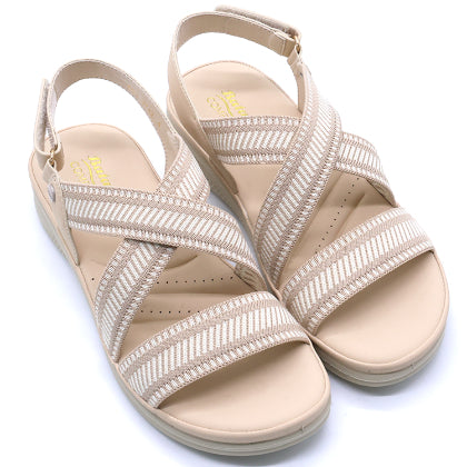 Comfit Beige Woven Crossover Sandals
