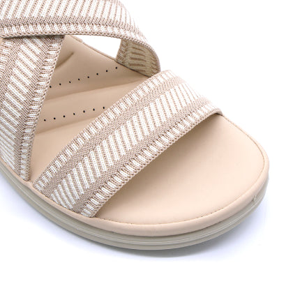 Comfit Beige Woven Crossover Sandals