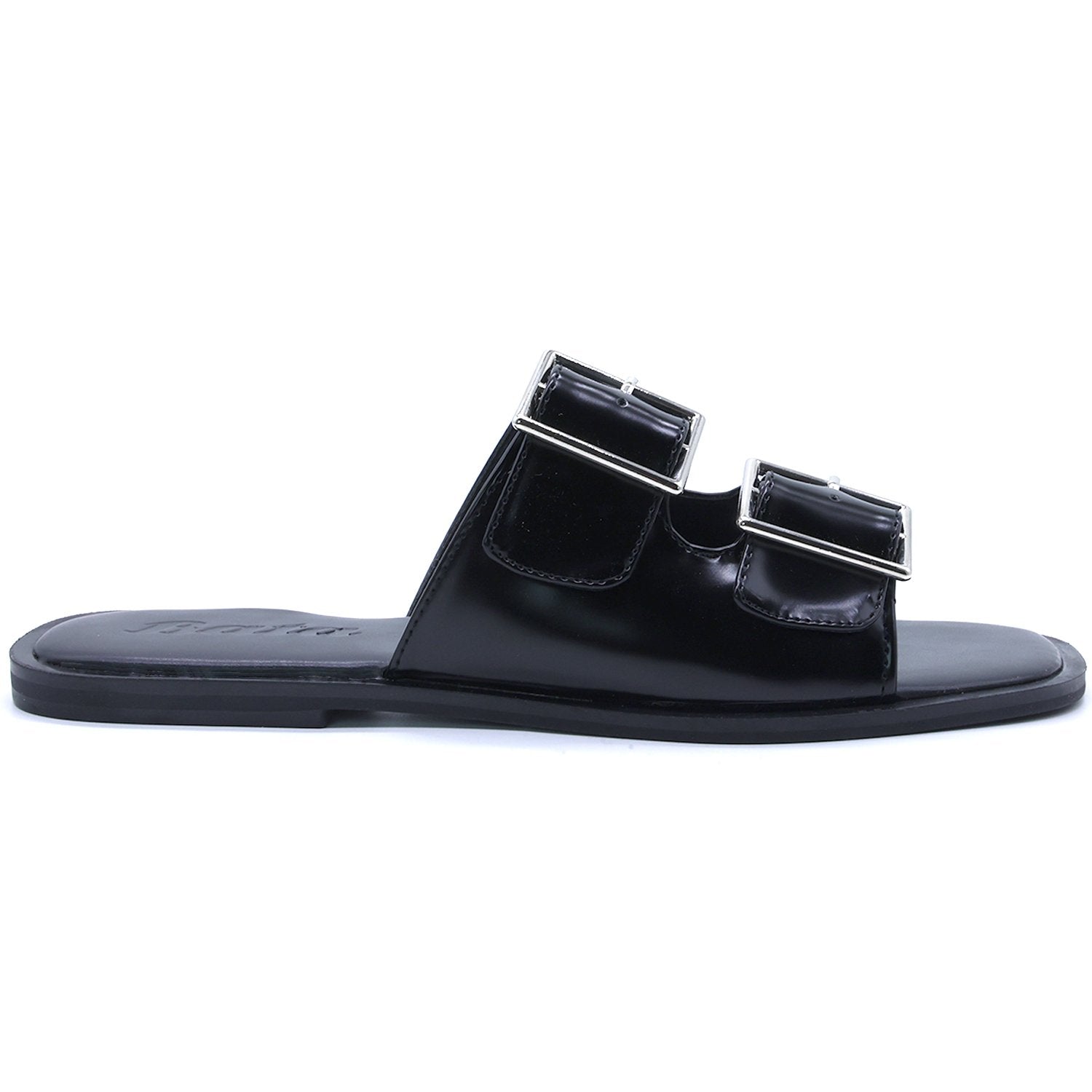 BLACK POLISHED BUCKLE SLIDES