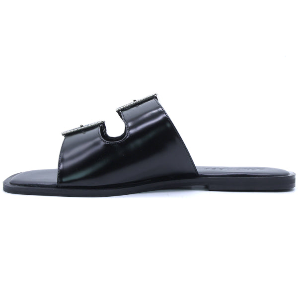 BLACK POLISHED BUCKLE SLIDES