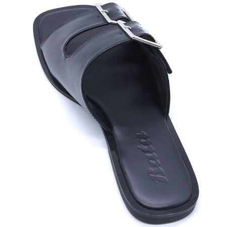 BLACK POLISHED BUCKLE SLIDES