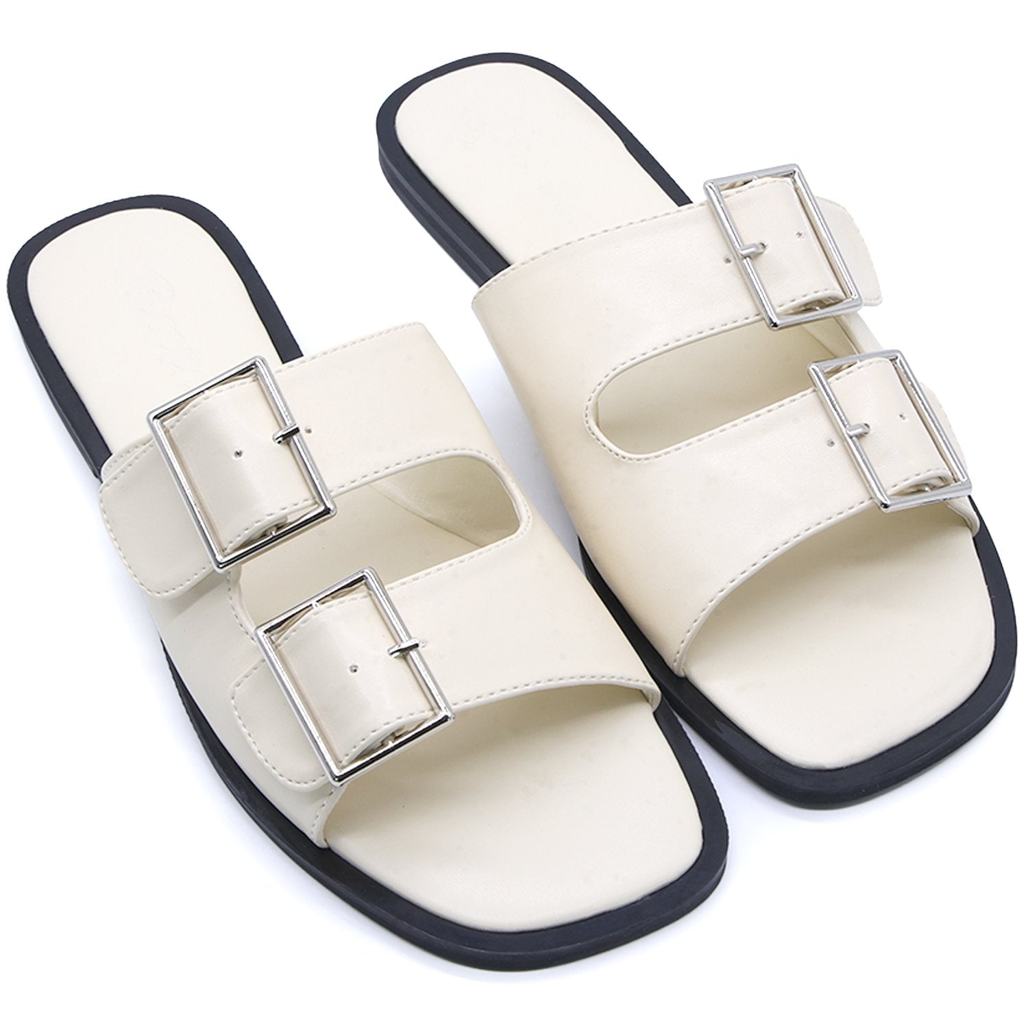 OFF-WHITE POLISHED BUCKLE SLIDES