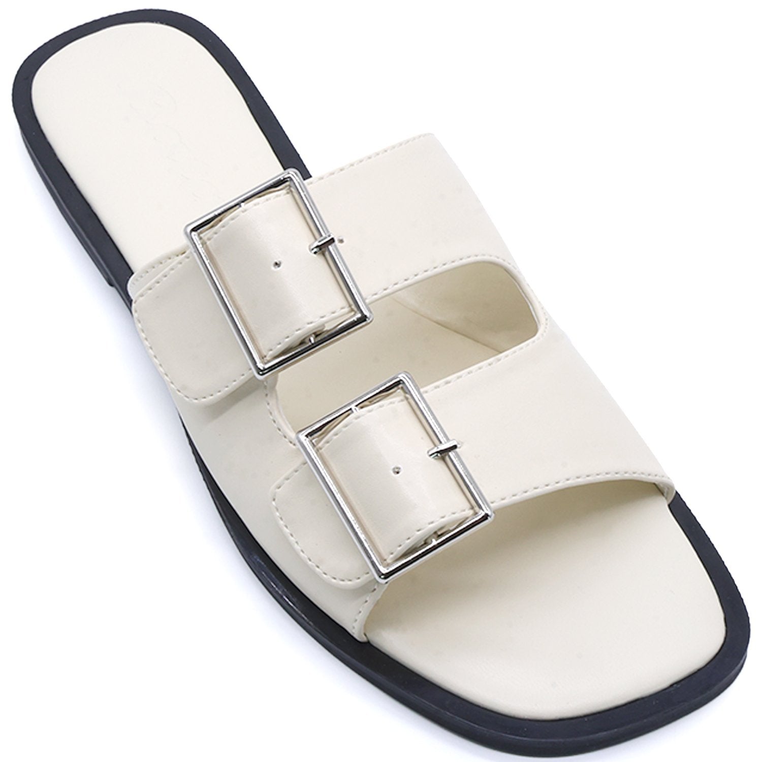 OFF-WHITE POLISHED BUCKLE SLIDES