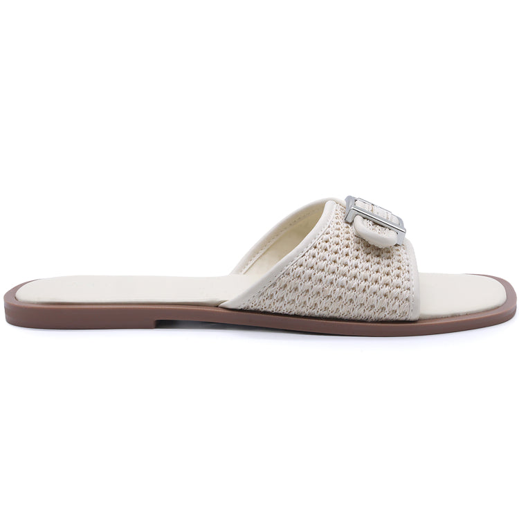 BEIGE WOVEN SLIDE