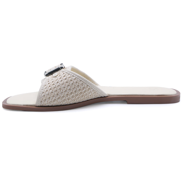 BEIGE WOVEN SLIDE