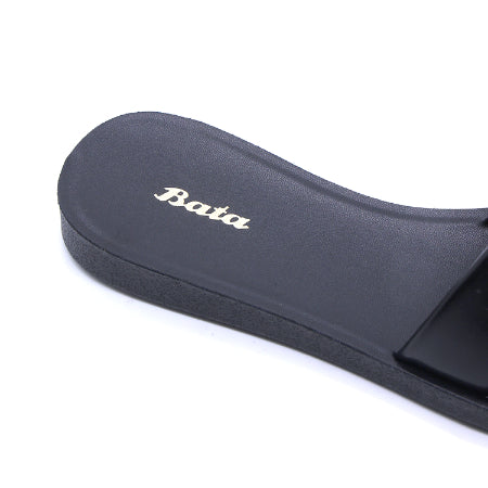 BLACK RHINESTONE TRIM SLIDES