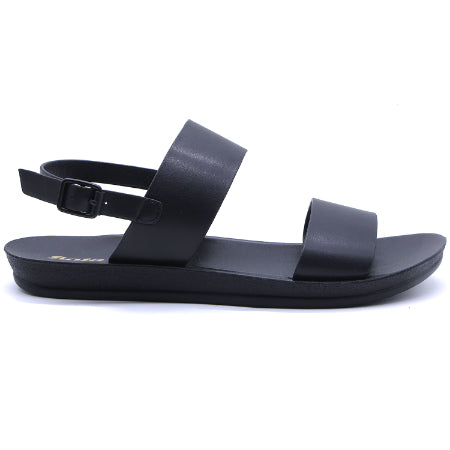 BLACK MINIMALIST STRAP SANDALS
