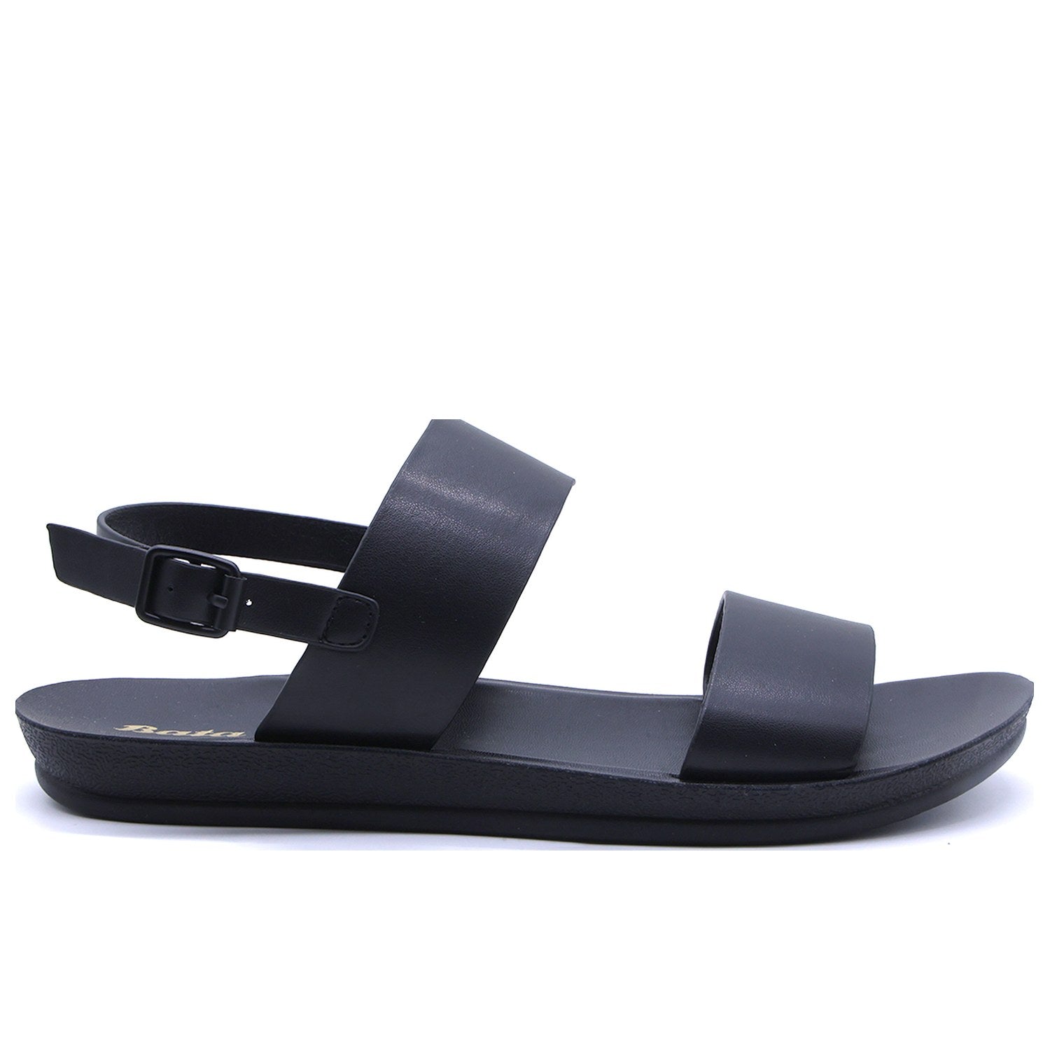 BLACK MINIMALIST STRAP SANDALS