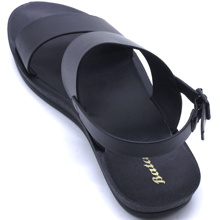 BLACK MINIMALIST STRAP SANDALS