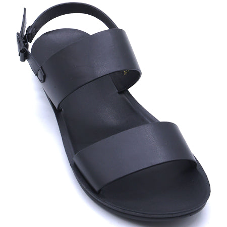 BLACK MINIMALIST STRAP SANDALS