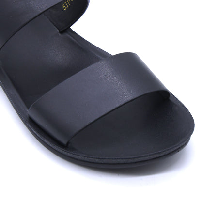BLACK MINIMALIST STRAP SANDALS