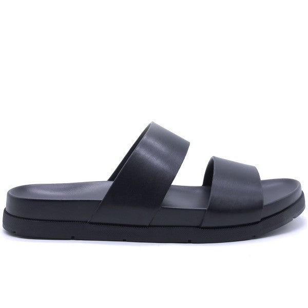BLACK DOUBLE-STRAP SLIDES