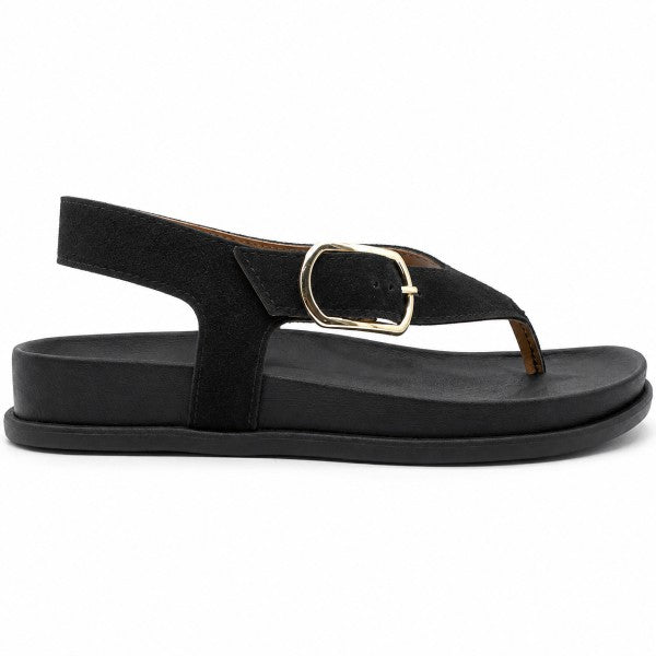 BR Black Suede Thong Sandals