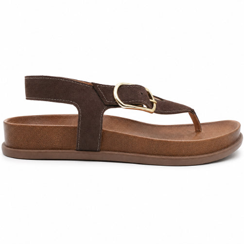 BR Brown Suede Thong Sandals