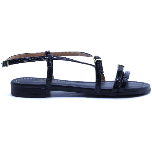 BR Strappy Printed Black Sandals