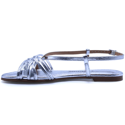 BR Silver Weave Flat Sandal