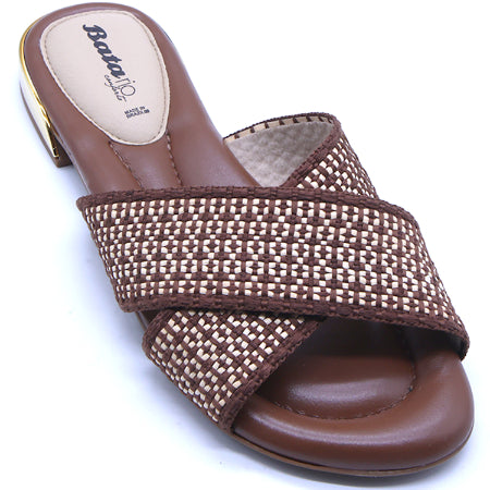 BR Gold Trim Brown Woven Slide