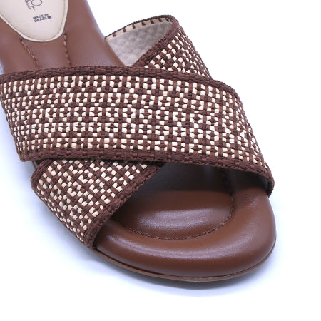 BR Gold Trim Brown Woven Slide