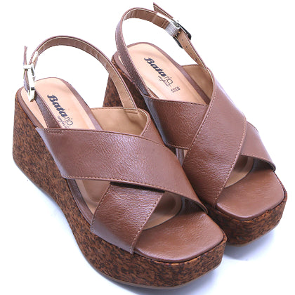 BR Mocha Cork Wedge Crossover Sandal