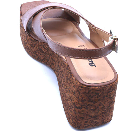 BR Mocha Cork Wedge Crossover Sandal