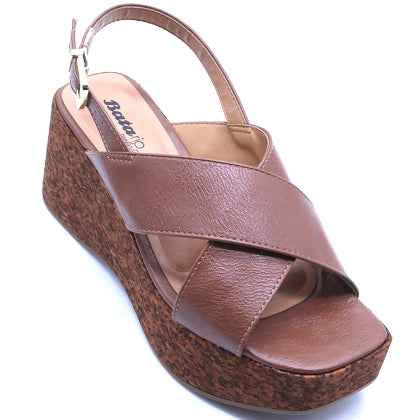 BR Mocha Cork Wedge Crossover Sandal