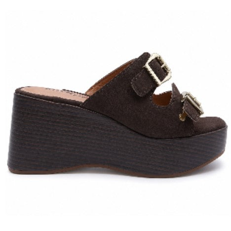 BR Brown Cork Wedge Mule