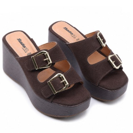 BR Brown Cork Wedge Mule
