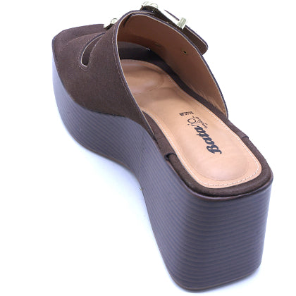 BR Brown Cork Wedge Mule