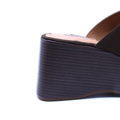 BR Brown Cork Wedge Mule